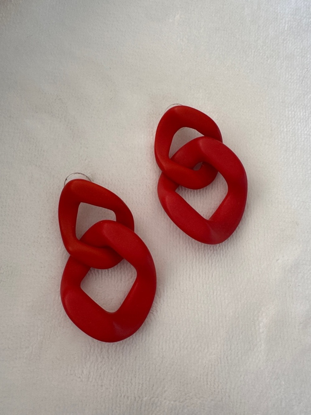 Bold Red Linked Drop Earrings - Women Jewelry